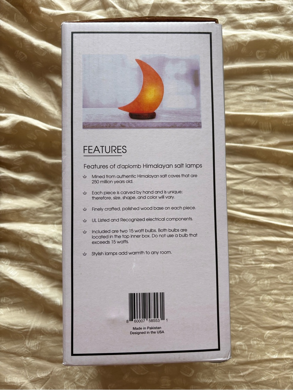 Crescent-Shaped Himalayan Salt Lantern — Orange